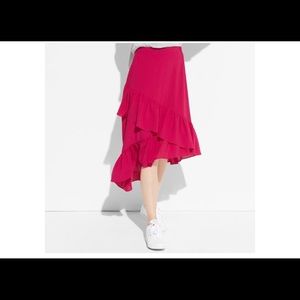 K/Lab junior pink asymmetrical ruffle skirt XL